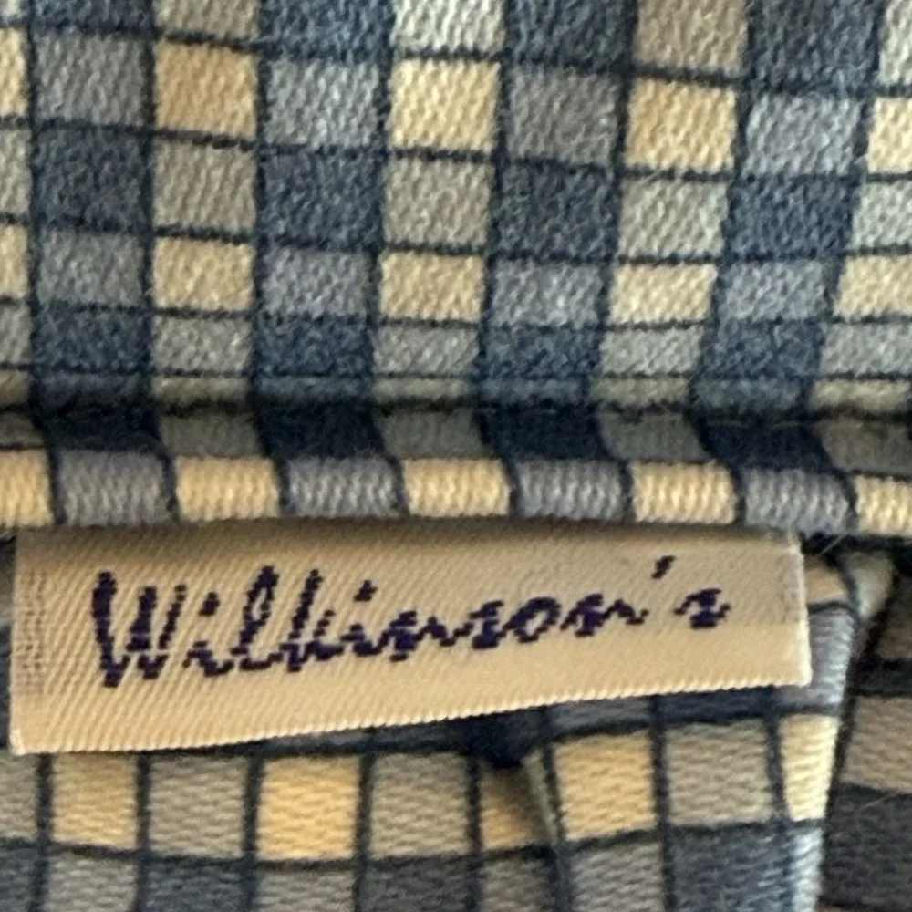 Vintage Wilkinson's Blue Gingham Check Cottagecore Pillow 18x18 Gathered Flange